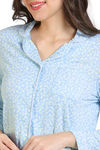 Zivame Summer Thyme Knit Cotton Pyjama Set - Starlight Blue — thumbnail 5